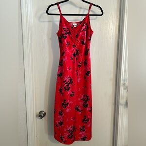 A New Day | Vibrant Red and Black Floral Dress | Size Small